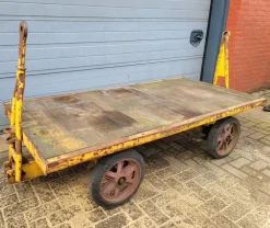 Outlet Pamono Industrial Transport Cart in Cast Iron and Wood
