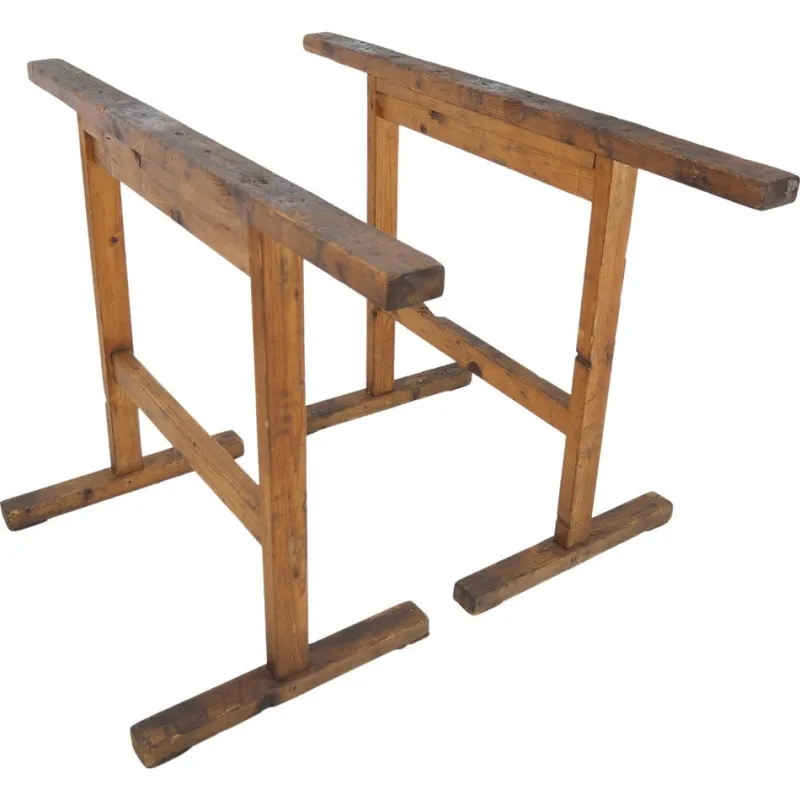 Online Pamono Industrial Trestle Table Bases, Early 20th Century, 1930s, Set of 2