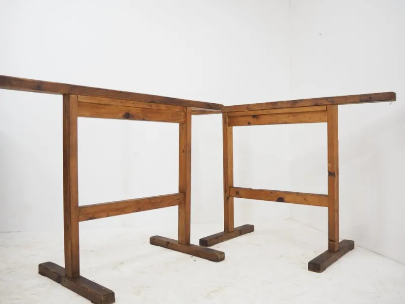 Online Pamono Industrial Trestle Table Bases, Early 20th Century, 1930s, Set of 2
