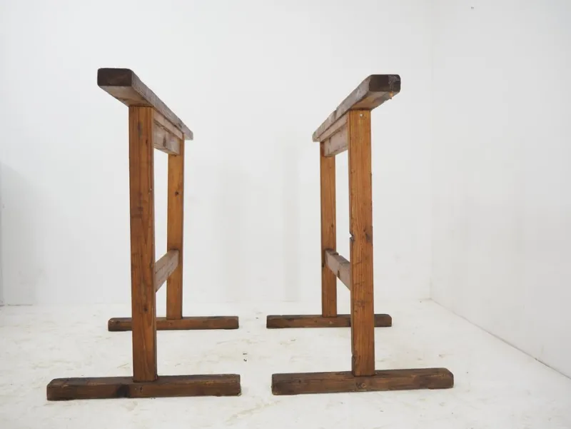 Online Pamono Industrial Trestle Table Bases, Early 20th Century, 1930s, Set of 2