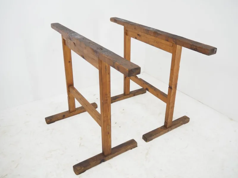 Online Pamono Industrial Trestle Table Bases, Early 20th Century, 1930s, Set of 2