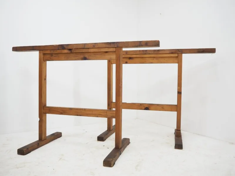 Online Pamono Industrial Trestle Table Bases, Early 20th Century, 1930s, Set of 2