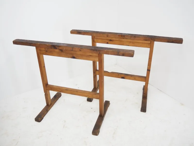 Online Pamono Industrial Trestle Table Bases, Early 20th Century, 1930s, Set of 2