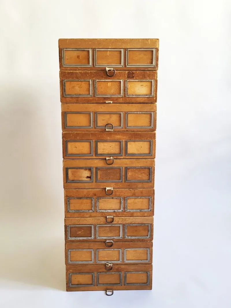 Clearance Pamono Industrial Wooden Storage Box, 1920s
