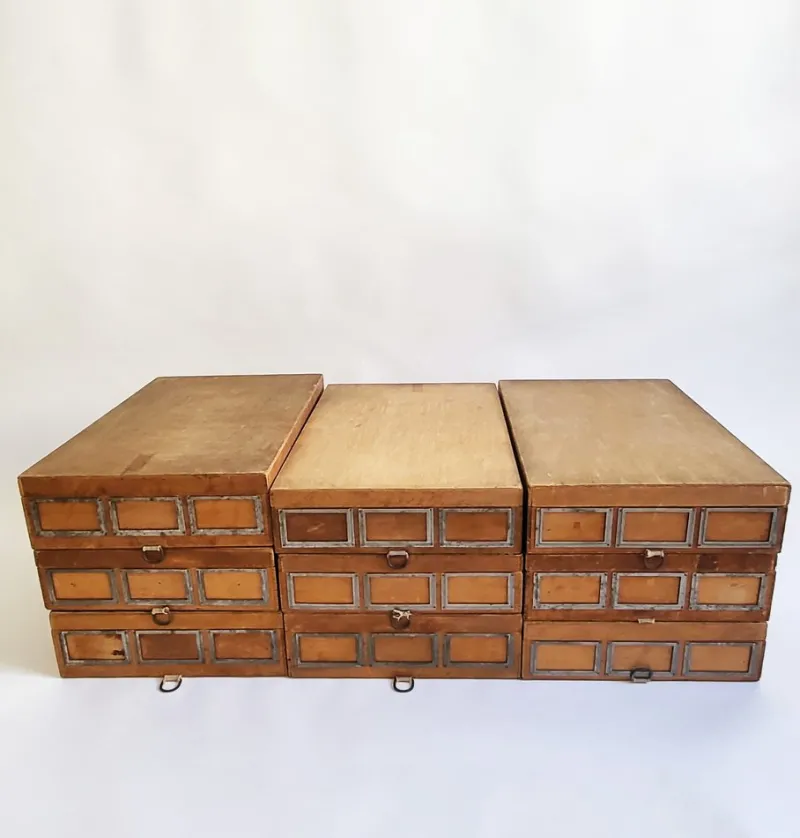 Clearance Pamono Industrial Wooden Storage Box, 1920s