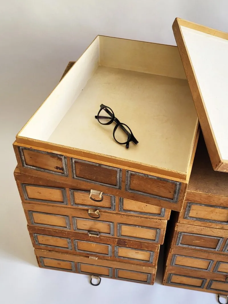 Clearance Pamono Industrial Wooden Storage Box, 1920s