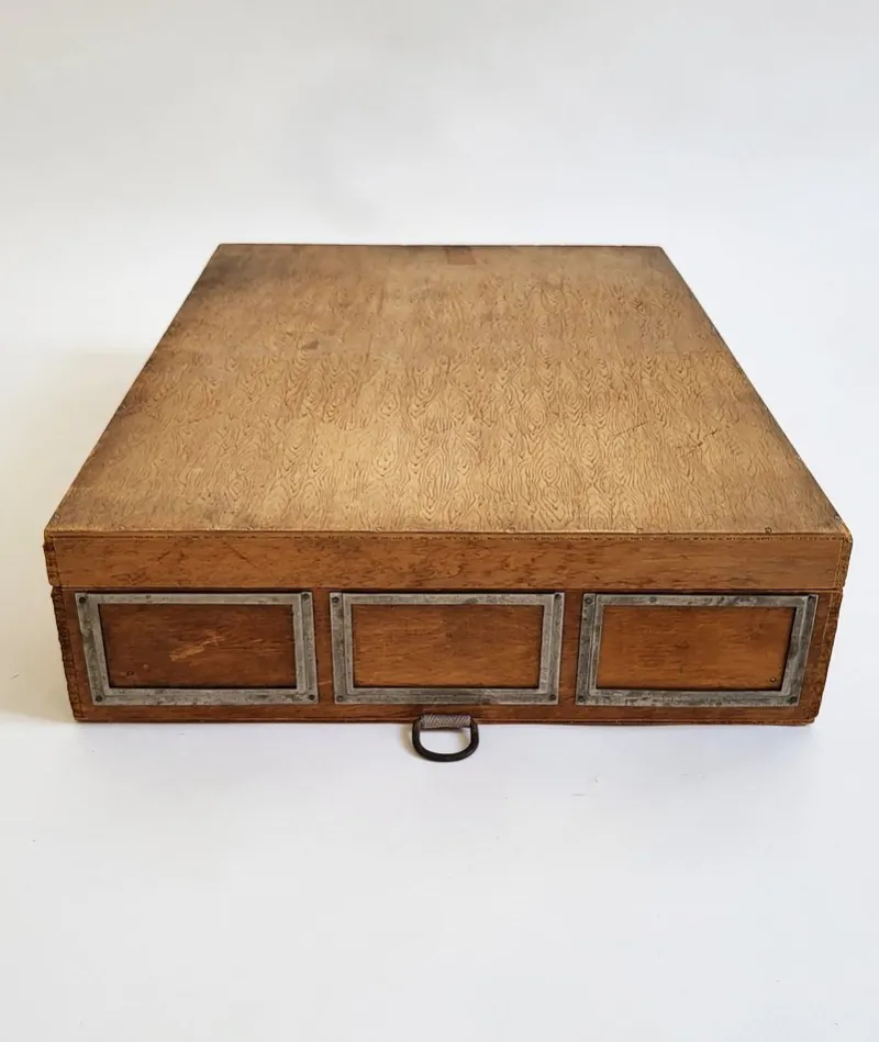 Clearance Pamono Industrial Wooden Storage Box, 1920s