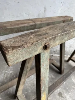 Outlet Pamono Industrial Wooden Trestles, 1940s, Set of 2