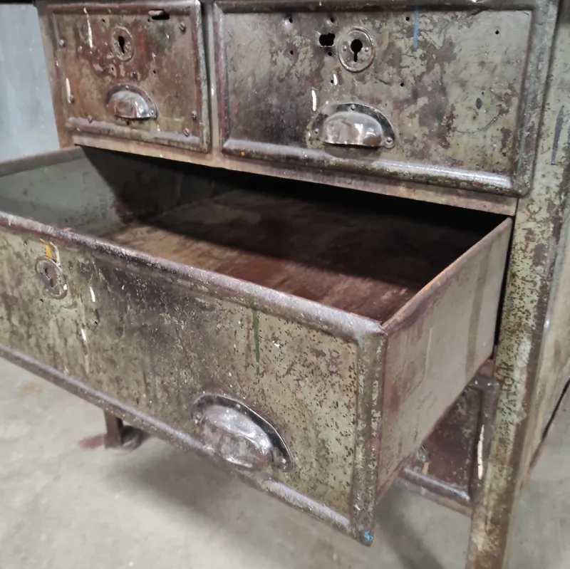 Pamono Industrial Workbench in Metal & Wood> Worktables & Workbenches