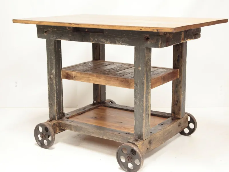 New Pamono Industrial Worktable on Wheels, Former Czechoslovakia, 1960s