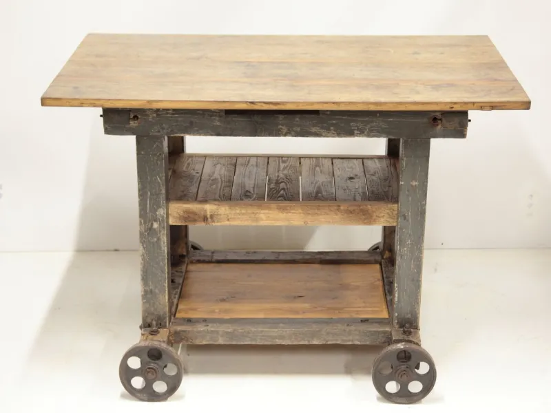 New Pamono Industrial Worktable on Wheels, Former Czechoslovakia, 1960s