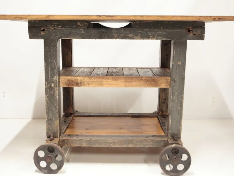New Pamono Industrial Worktable on Wheels, Former Czechoslovakia, 1960s