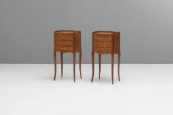 Pamono Inlaid Bedside Tables, 1950s, Set of 2> Nightstands