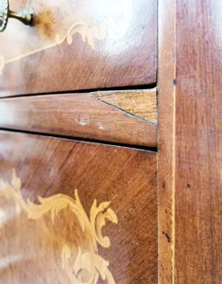 Sale Pamono Inlaid Wood and Glass Secretaire, 1970s