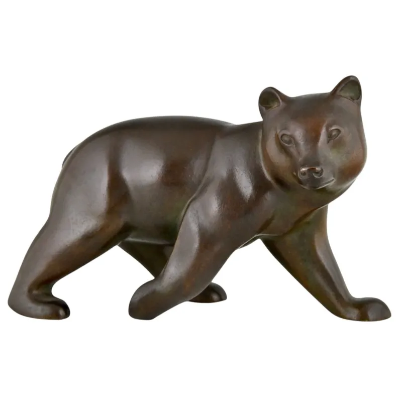 Online Pamono Irenee Rochard, Art Deco Bear Sculpture, 1930, Bronze