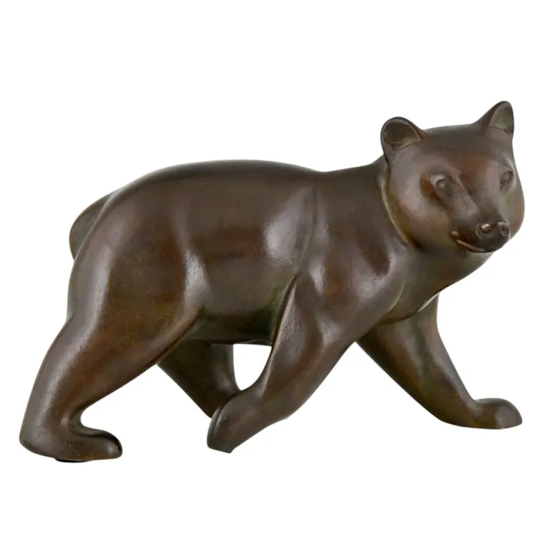Online Pamono Irenee Rochard, Art Deco Bear Sculpture, 1930, Bronze