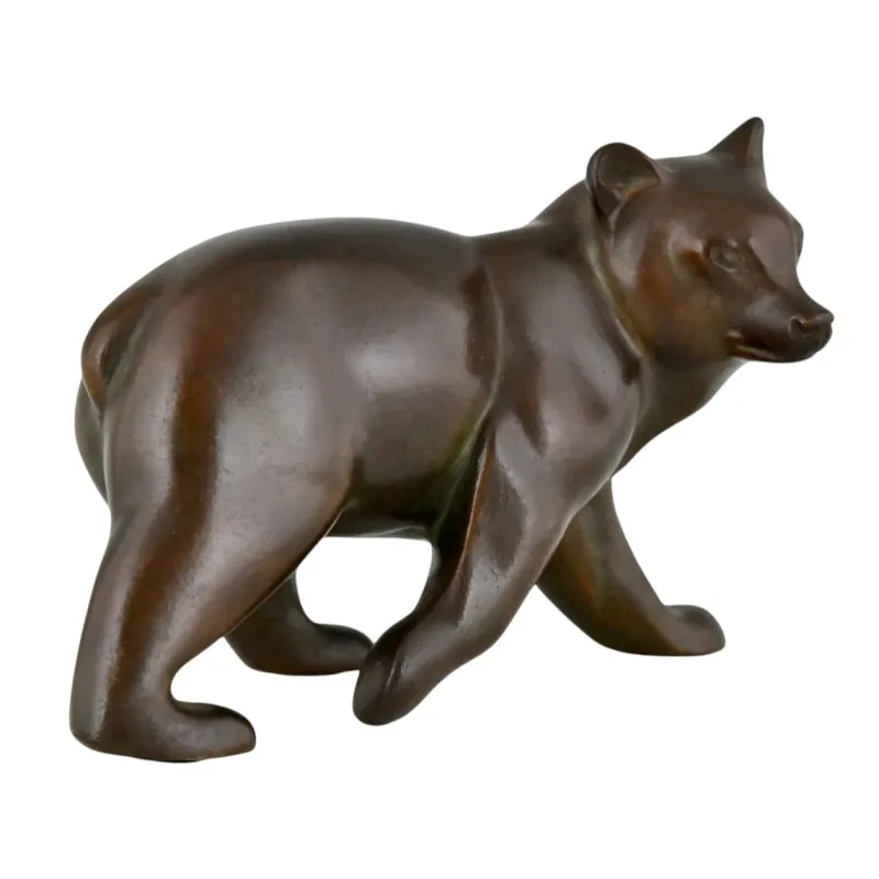 Online Pamono Irenee Rochard, Art Deco Bear Sculpture, 1930, Bronze