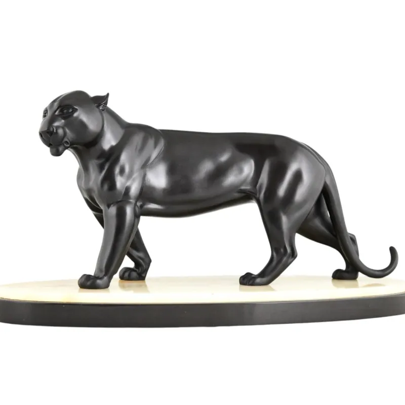 Pamono Irenee Rochard, Art Deco Panther Sculpture, 1930s, Bronze> Art Deco|Sculpture