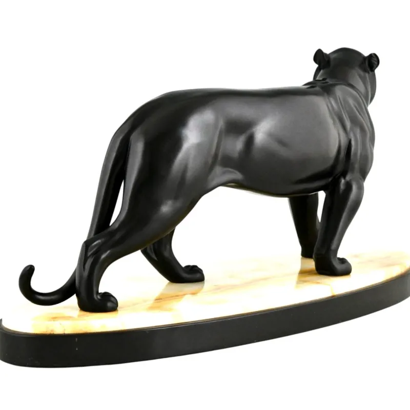 Pamono Irenee Rochard, Art Deco Panther Sculpture, 1930s, Bronze> Art Deco|Sculpture