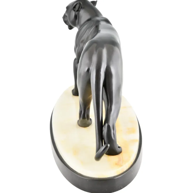 Pamono Irenee Rochard, Art Deco Panther Sculpture, 1930s, Bronze> Art Deco|Sculpture