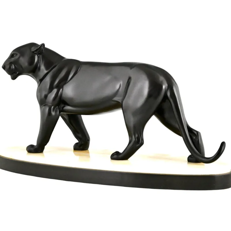 Pamono Irenee Rochard, Art Deco Panther Sculpture, 1930s, Bronze> Art Deco|Sculpture