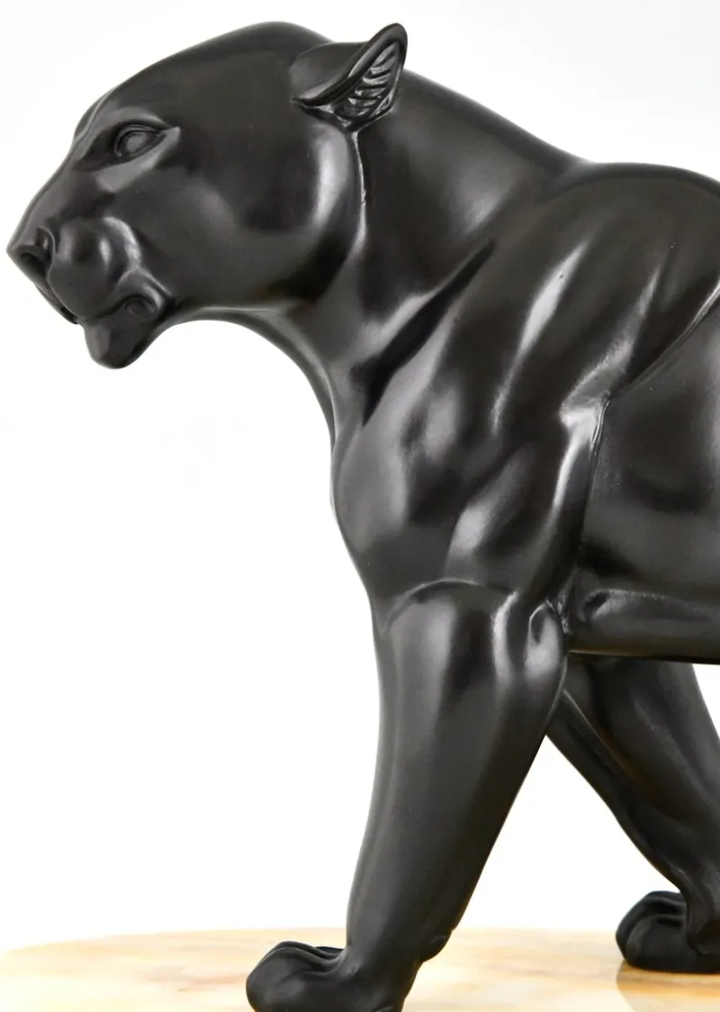 Pamono Irenee Rochard, Art Deco Panther Sculpture, 1930s, Bronze> Art Deco|Sculpture