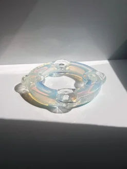 Hot Pamono Iridescent Opaline Murano Glass Filigrana Candleholder, 1960s