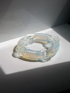 Hot Pamono Iridescent Opaline Murano Glass Filigrana Candleholder, 1960s