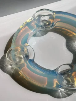 Hot Pamono Iridescent Opaline Murano Glass Filigrana Candleholder, 1960s