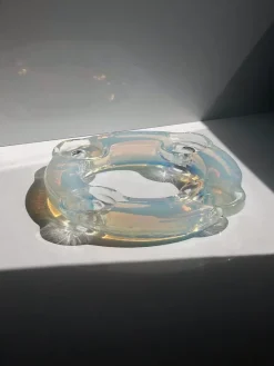 Hot Pamono Iridescent Opaline Murano Glass Filigrana Candleholder, 1960s