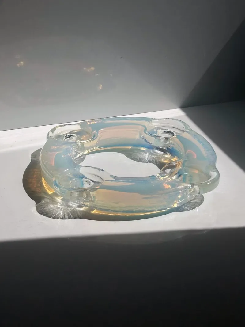 Hot Pamono Iridescent Opaline Murano Glass Filigrana Candleholder, 1960s