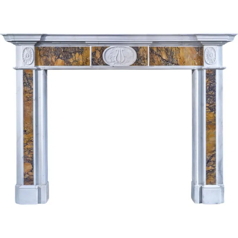 Pamono Irish Georgian Statuary and Siena Marble Fireplace Mantel, Late 18th Century