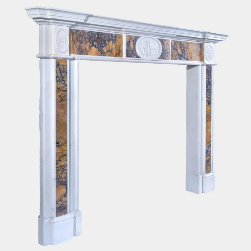 Pamono Irish Georgian Statuary and Siena Marble Fireplace Mantel, Late 18th Century