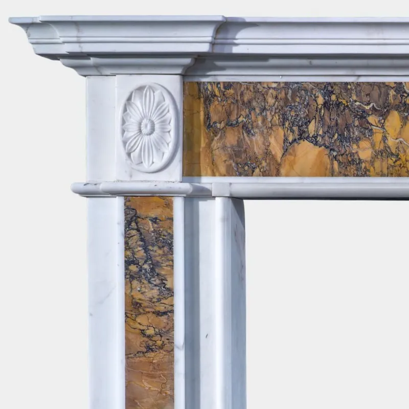 Pamono Irish Georgian Statuary and Siena Marble Fireplace Mantel, Late 18th Century