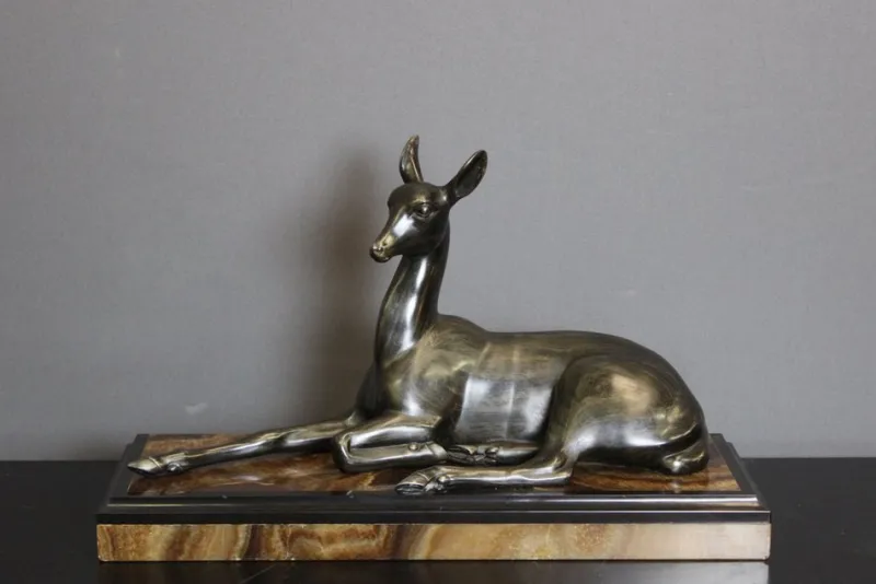 Pamono Irénée Rochard, Art Deco Antelope, 1920s, Babbitt> Art Deco