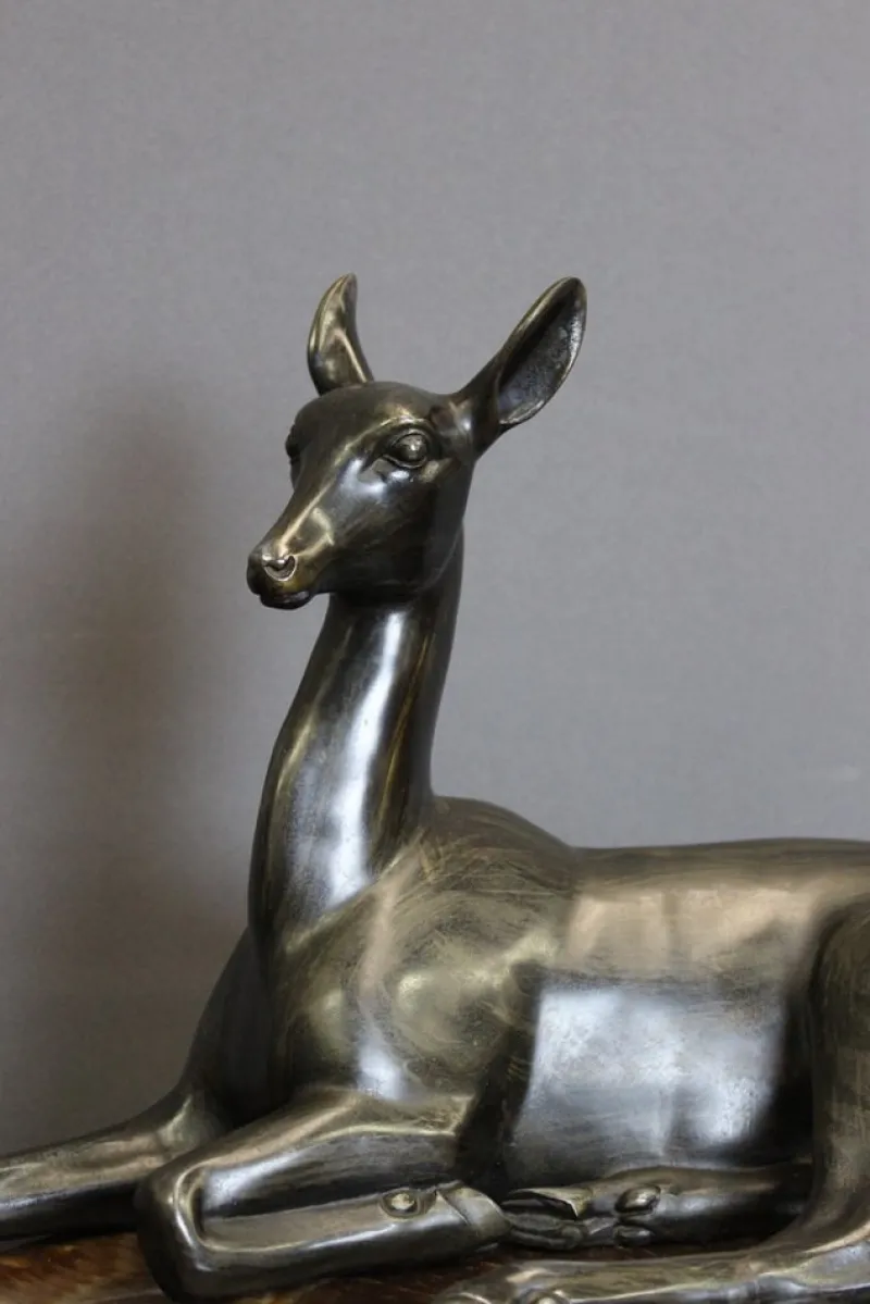 Pamono Irénée Rochard, Art Deco Antelope, 1920s, Babbitt> Art Deco