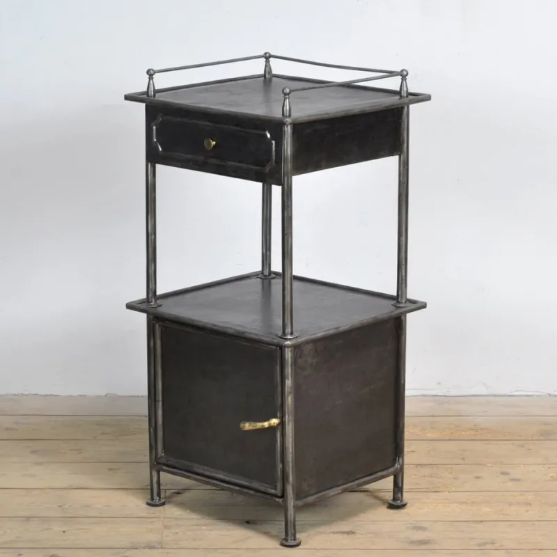 Clearance Pamono Iron & Brass Nightstand, 1910s