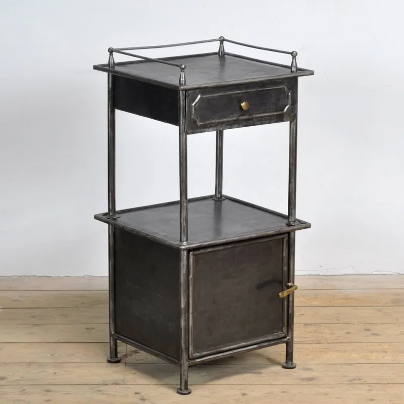 Clearance Pamono Iron & Brass Nightstand, 1910s