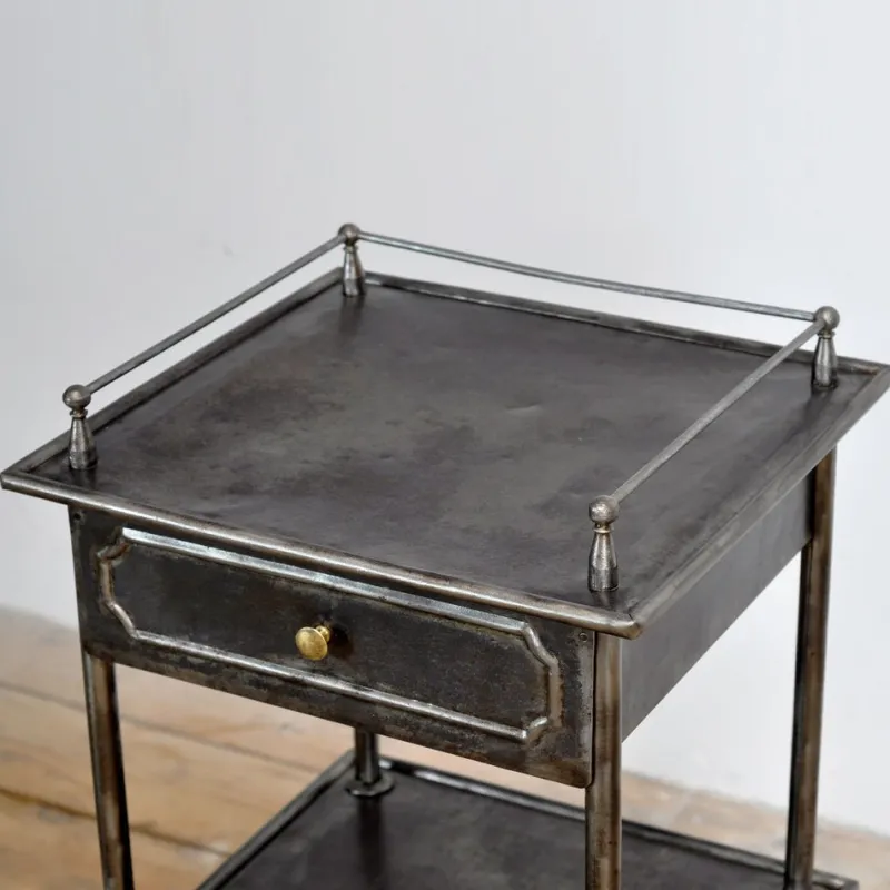 Clearance Pamono Iron & Brass Nightstand, 1910s