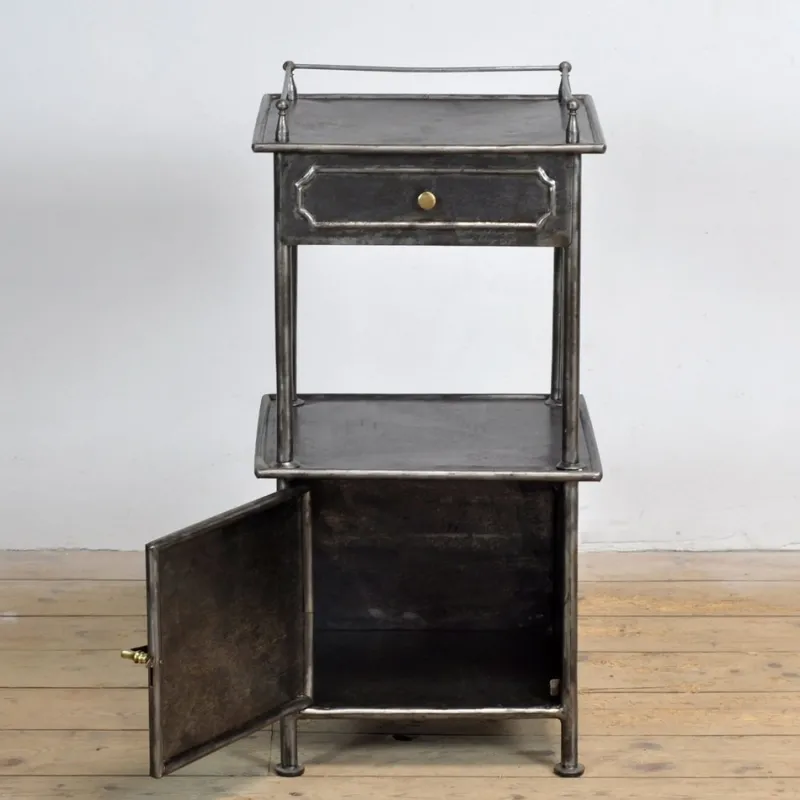 Clearance Pamono Iron & Brass Nightstand, 1910s