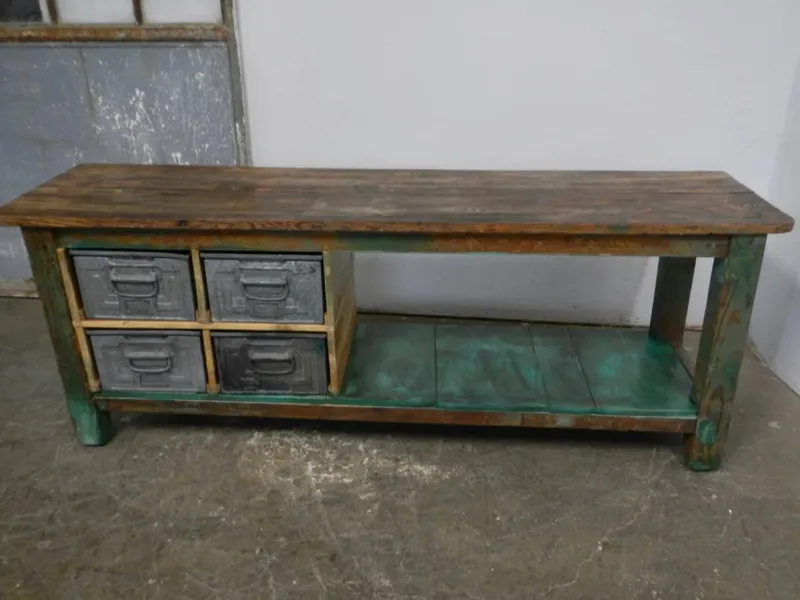 Pamono Iron and Fir Countertop Counter, 1950s> Worktables & Workbenches