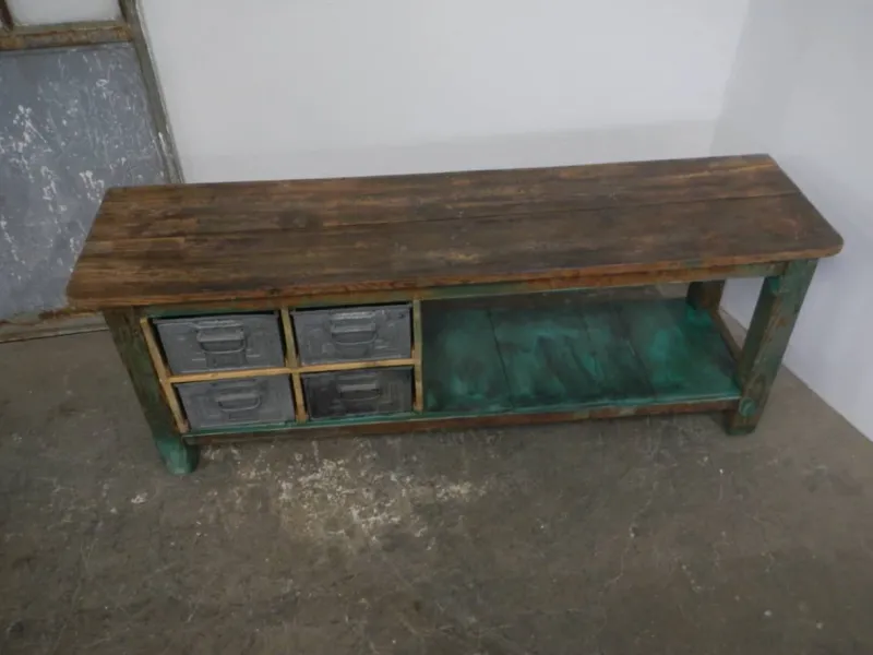Pamono Iron and Fir Countertop Counter, 1950s> Worktables & Workbenches