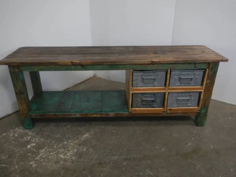 Pamono Iron and Fir Countertop Counter, 1950s> Worktables & Workbenches