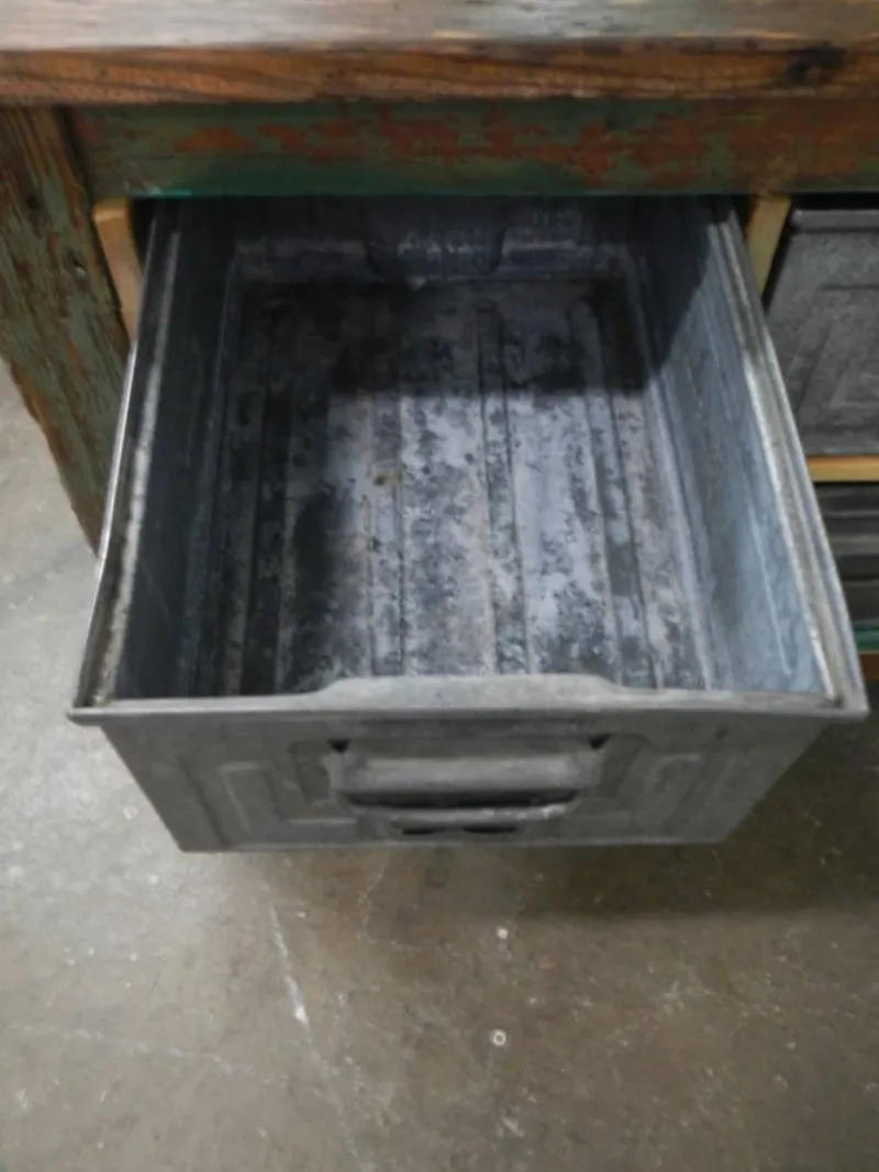 Pamono Iron and Fir Countertop Counter, 1950s> Worktables & Workbenches