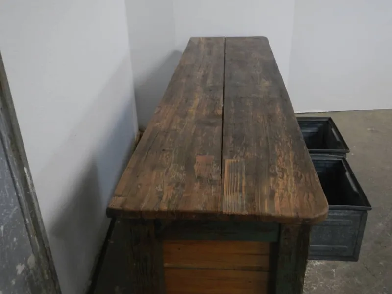 Pamono Iron and Fir Countertop Counter, 1950s> Worktables & Workbenches