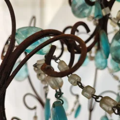 Online Pamono Iron and Glass Crystal Chandelier, 1940s