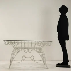 Pamono Iron and Glass Garden Table, 1960s> Garden Tables
