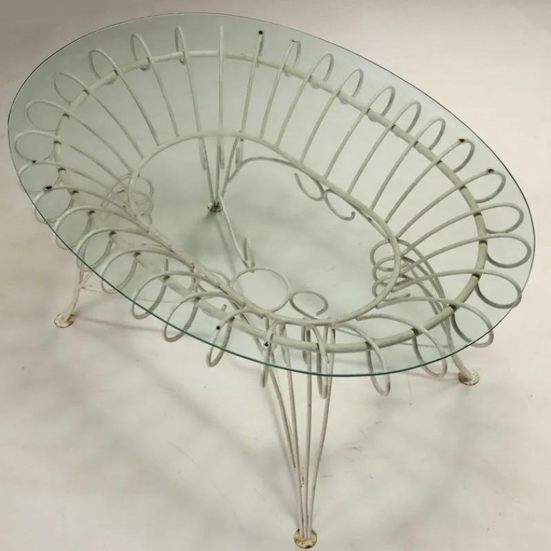 Pamono Iron and Glass Garden Table, 1960s> Garden Tables