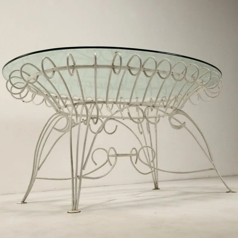 Pamono Iron and Glass Garden Table, 1960s> Garden Tables