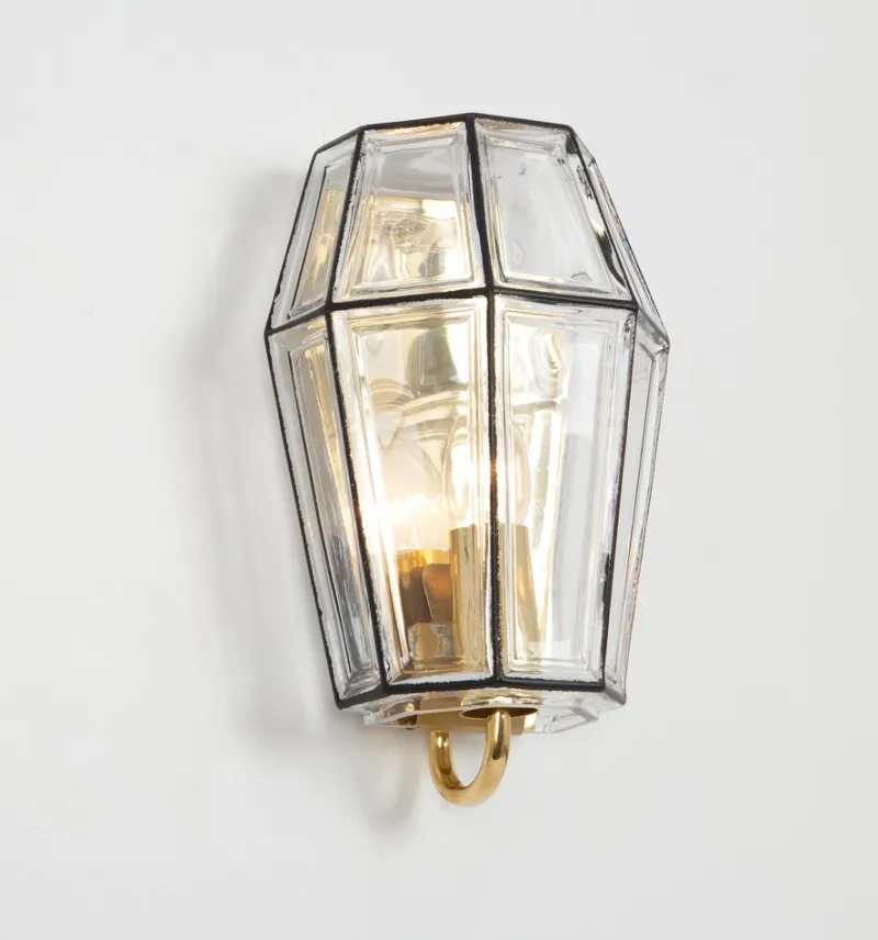 Pamono Iron and Glass Wall Light Sconces from Limburg, Germany, 1960s, Set of 2> Wall Lights & Sconces